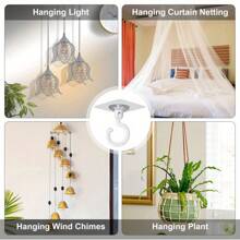10pcs Rotatable Ceiling Adhesive Hooks - Easy Install, No Drill, Sticky Hanger For Hanging Plants, Lanterns, Wind Chimes, Contemporary Ceiling Decoration With Utility Hook