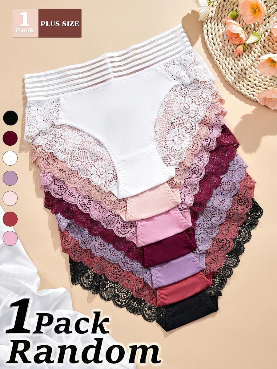 FOVTY 1PC Plus Size Women's Lace Sexy Panties Breathable And Comfortable Yogashort