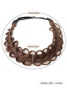 Classic 3 Strand Braided Headband Synthetic Wig - Body Wave Texture, Adjustable Elastic Band, Natural Look For Women, Elegant Hairstyle For Weddings & Parties (Black/Blonde/Beige/Gray), Hair Wig, Party Accessory, Secure Comfortable Fit