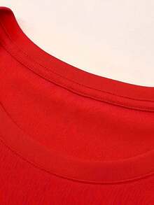 (220 Cotton T-Shirt)  Y2k Style  Pattern Men's Casual Soft 100% Cotton All-Match Crew-Neck Short-Sleeved T-Shirt - Red - View 2