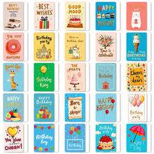 50 Stücke buntes Geburtstagskarten Set, lebendige Grußkarten mit Geburtstagstorte, Luftballons & Tier Illustrationen für Frauen, Männer, Freunde, Geburtstagsgrüße zum Anfeuern, Party Geschenke, DIY Scrapbooking & Social Media Requisiten für Einschulung, Halloween, Weihnachten