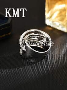KMT 1pc Luxury White Zirconia Stone Ring For Women - Multi-layer - View 4