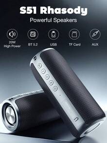 ZEALOT 20W BT 无线扬声器，户外便携式低音炮扬声器防水 IPX 5，无线扬声器，双配对，1800mAh 电池，6 小时播放时间响亮立体声，震撼低音 - 彩色 - 查看 10