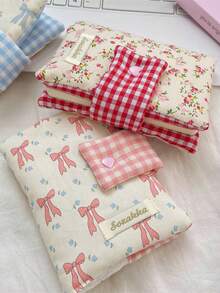 1Pc/Set Cute Floral Patchwork Book Jacket, Girls Hand Account Book Cover, White Collar Hand Account Book Journal, Diary Book Jacket, Portable Student Pocket Book Storage Case,Back To School Gift,Gift For Good Friends And Teachers - Multicolor - View 5