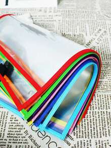 BELLKIDS 6/12 Transparent Double-Sided Erasable Dry Erase Bags With 8-Color Pens, Hanging Writing File Bags, Colored Graffiti And Painting Bags, PVC Storage Bags, Literacy Games, Interactive Props, Perfect For Classrooms, Families, Student Stationery, And Teaching Tools.