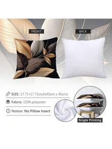 MEMNUN 1个/2个 17.7*17.7英寸（45*45厘米）/19.69*19.69英寸（50*50厘米）/15.75*15.75英寸（40*40厘米） 黑金花叶印花抱枕套，单面印花，涤纶面料，适用于家居装饰、客厅、沙发、卧室、汽车等场所。 - 彩色 - 查看 3