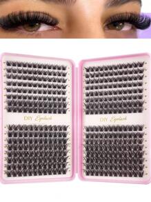 384pcs Eyelash Cluster Set - Salon-Grade DIY Eyelash Extension | Easy-To-Wear Reusable And Portable Eyelash Clusters, Eyelash Clusters, Individual Lashes, False Eyelashes
