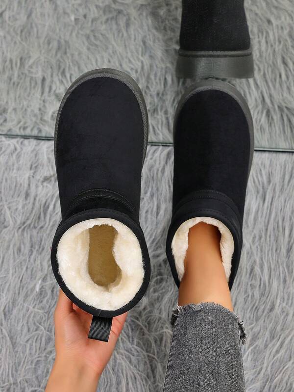 Botas de Neve Fofas para Mulheres, Sola Grossa Inverno Novo Modelo Tubo Curto Peludo, Sapatos de Inverno Antiderrapantes Grossos
