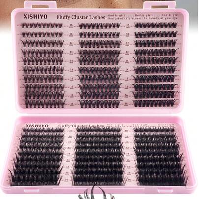 580/60 Pestañas postizas gruesas y esponjosas, Pestañas falsas de rizos D de 0.07 mm que alargan, Longitud mixta de 30D-100D/10-16 mm, Pestañas individuales de pelo de marta, Naturales y suaves, Adecuadas para todos los estilos de maquillaje, 640/448/616/560/570 piezas