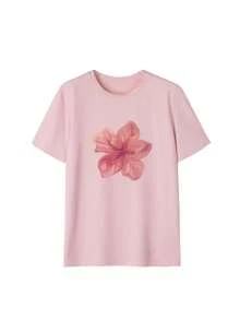 3件套夏季新款简约时尚可爱碎花圆领短袖T恤，百搭日常休闲女装粉色 - 粉色 - 查看 9