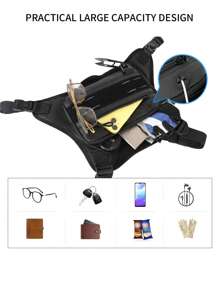 Men's Tactical Vest Bag Functional Casual Personalized Outdoor Bag Ins Vest Bag Men's Chest Bag Workwear Sports Backpack Practical PU Leather Chest Bag Running Vest Tools