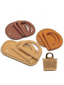 3pcs Handmade Bag Accessories Set, Matching D-Ring Handles, Woven Bag Bottom, DIY Bag Making Kit - Multicolor - View 3