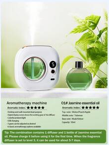 1 pieza Difusor de aromaterapia eléctrico portátil de 50ml - Recargable por USB, 5 modos de temporizador y 6 fragancias (Lavanda), Diseño de montaje en pared/escritorio Ambientador para el hogar/coche - Blanco - Ver 13