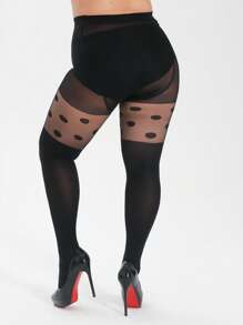 1 buc Colanți skinny cu buline pentru femei, mărime mare, dresuri jacquard cu buline subțiri, sexy la modă, de înaltă elasticitate