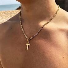 Vintage Gothic Pendant Cross Necklace Cool Street Style Punk Jewelry For Men Women Black Chain Accessories On The Neck Gift - 叉 - 查看 1