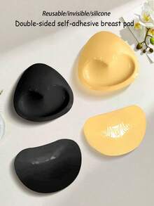 1 Pair Silicone Thickened Invisible Bra Pads For Women, Self-Adhesive Cleavage Enhancer, Prevents Slipping, Suitable For Swimwear, Bikini, Dresses, Rejects Empty Cups - Multicolor - View 2