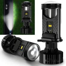 HYNBYZJ 2 件装 H4 LED 投影头灯 Y6 投影镜头带风扇冷却 90W 汽车远近光灯泡 12V