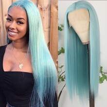 Stunning Purple Hair Synthetic Lace Front Wigs 26 Inch Pre Plucked Long Straight Hair Wigs 13X4 HD Lace Wigs Glueless Dark Purple Colored Wigs Heat Resistant Halloween Wigs Deep Purple Long Silky Straight Lace Front Wigs For Fashion Women For Daily Christmas Party Cosplay Use - băng xanh - Xem 3