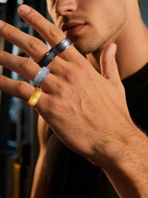 1 buc. Inel de verighetă din silicon pentru bărbați, verighetă din cauciuc siliconic respirabil, design confortabil cu margini în trepte, potrivit pentru purtare zilnică, disponibile în mai multe dimensiuni, potrivit pentru un stil de viață activ, poate fi inel pentru cupluri, cadou de sărbători