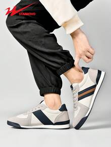 STARNOVO 男士运动鞋，男士系带 T 头休闲运动鞋，透气休闲运动鞋，简约时尚运动鞋，纯色低帮橡胶鞋情人节创意