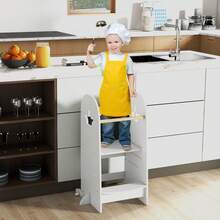 Multi-Purpose Kids Kitchen Tower Children Standing Tower Kids Stool Helper - White - View 4