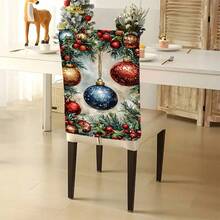 1 Stück/4 Stücke/6 Stücke/10 Stücke Weihnachtsserie, Tannenzweig & Glocken Muster bedruckter Kurzflor Stuhlbezug, abnehmbarer Kurzflor Stuhlüberzug, Rückenschutz für Stühle, Esszimmerstuhl Dekorationsbezug, geeignet für alle Jahreszeiten, Feiertags-Atmosphäre Stuhlbezug, für Esszimmer, Wohnzimmer, Stuhlschutz für Zuhause, mit Rückenschutz, geeignet für Restaurant, Büro, Wohnzimmer, Hotel und Heimdekoration