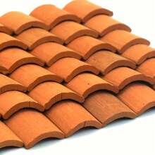 50/100/200pcs Mini Red Roof Tile Model Building Kit, Clay Material, Micro Tile Sculpture Landscape Accessory, DIY Imitation Tile Model Garden Decor