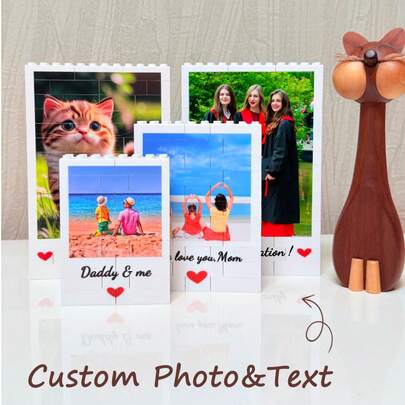 1pc Customized Photo Puzzle, DIY Picture & Text Wooden Blocks, Colorful Photo Puzzle, Decorative Memory, Father's Day Gift, Mother's Day Gift, Teacher's Day Gift, Graduation Memento, Christmas & New Year Gift, Valentine's Day Gift, Anniversary Birthday Gift,Customized Block Toys & Puzzles,Family Moments,Toys & Games,Haunt Your Home,Unique Gift,Perfect For Home Decor,Digital Printing ,For Family