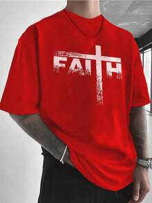 PAYEAH Christian Shirts-Faith & Cross Christian T-Shirts -Faith T-Shirt 100% Heavy Cotton T Shirt2025 - 紅色 - 查看 1