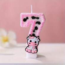 1 件粉色奶牛闪光生日蜡烛，生日蛋糕数字蜡烛，奶牛主题数字蜡烛，生日派对装饰蛋糕装饰 - 乳牛 - 查看 15
