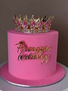 1 unidade/3 unidades/5 unidades de enfeites de bolo em PMMA com a frase "Princesa" para aniversário, decoração moderna de bolo com letras para festa de aniversário, presente para decoração de bolo de aniversário, suprimentos para decoração de bolo DIY, decoração de confeitaria, suprimentos para confeitaria, acessórios para bolo, utensílios de cozinha essenciais, presente de Natal - Ouro - Ver 7