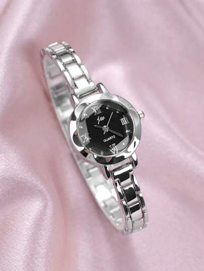 jw 1 White Women's Simple Alloy Quartz Bracelet Watch, Exquisite Round Dial, Fashionable White Hands, Casual And Elegant, High-Quality And Affordable Women's Quartz Watch, Suitable For Everyday Decoration, Wearing, And As A Gift For Women.