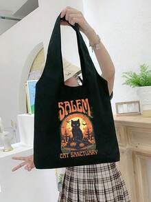 女士时尚手提包、单肩包、便携式购物袋、万圣节礼物、读书周、简易旅行收纳袋、多功能购物袋，适合日常、通勤、旅行、野餐、露营、户外、探险或购物、送女友、送家人、返校季