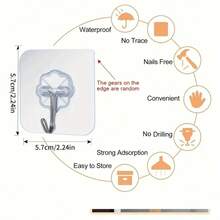 30 pezzi Ganci adesivi trasparenti - Senza danni, montaggio a parete senza chiodi, adatti per cornici e piastrelle, fissaggio forte compatibile con più superfici