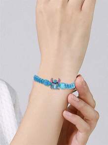 Disney Disney 1pc Disney Cartoon Stitch Alloy Craft Adjustable Braided Bracelet,Great For Wonderful Gifts For Friends And Partners!