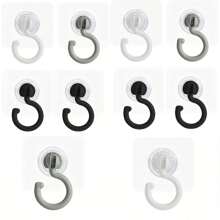 10pcs Rotatable Ceiling Adhesive Hooks - Easy Install, No Drill, Sticky Hanger For Hanging Plants, Lanterns, Wind Chimes, Contemporary Ceiling Decoration With Utility Hook