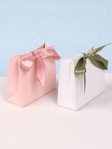 5/10/20个装粉色和白色牛皮纸手提袋，粉色礼品袋，纯色礼品袋，精品迷你便携小购物袋，婚礼派对礼品袋，婴儿派对，生日派对，礼品袋，伴娘袋，母亲节毕业礼物 - 禮盒 - 查看 7