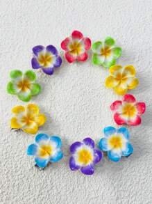 10 piezas Pinzas para el cabello con flores hawaianas en miniatura para mujeres, clips de flores de plumeria e hibisco artificiales para vacaciones, fiestas en la playa, estilo bohemio, set de pasadores de tela de unicolor elegante, accesorios para el cabello con flores de hibisco para mujeres, pinzas de garra, pasadores de cabello