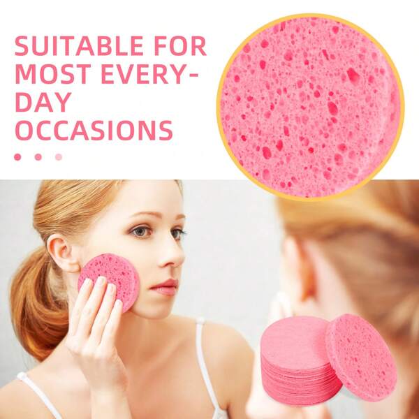 30pcs Round Compressed Natural Sea Sponge Face Cleansing Pads, Reusable Exfoliating Facial Cleansing Sponges