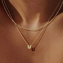 2pcs/Set 26 Letter Necklace & Clavicle Chain, Copper Material, Delicate & Minimalist Design, Suitable For Commuting, Women Accessories