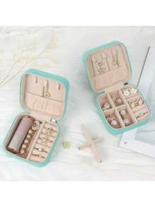 旅行珠宝盒伴娘礼品盒，3 件装小珠宝盒迷你珠宝收纳盒，PU 皮革便携式耳环收纳盒，适合女士女孩伴娘求婚礼物，女士收纳收纳盒旅行必需品返校宿舍收纳秋季装饰 - 黑色 - 查看 8