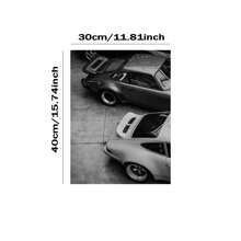 1pc, Vintage Luxury Car Style Car Posters And Prints, Old German Sport Car Rear View, Black And White Iconic Car Wall Art, Classic Car Art, Retro Car, Living Room, Home Decor, No Frame - Black - View 8
