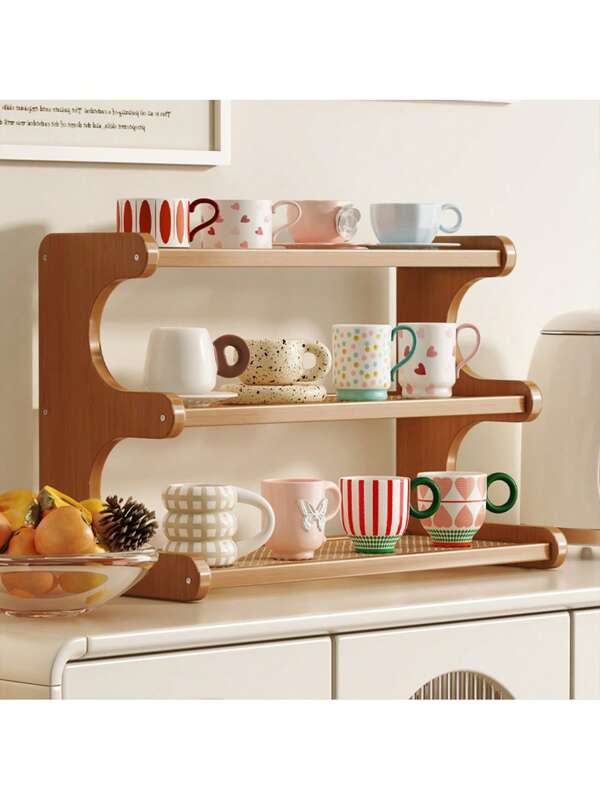 Espacio de almacenamiento de escritorio moderno de varias capas para almacenamiento en taza de té/café, almacenamiento práctico en la encimera, almacenaje domésticoDesk,toptop Rack de almacenaje de múltiples capas