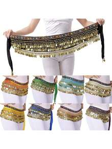 1件套肚皮舞亮片流苏裙，时尚肚皮舞腰带裙 - 彩色 - 查看 9