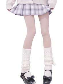 Kawaii Leg Warmers For Women, Japanese Lolita Y2K Socks, Harajuku Knit Stockings Accessory - 毛球2 - 查看 7