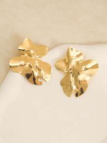 1 对女士新款复古法式金属花朵夸张高端耳环，朋友礼物，女友礼物 - 彩色 - 查看 10