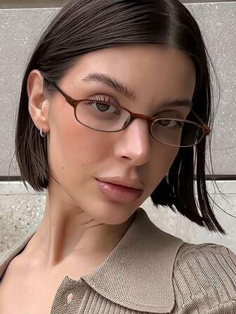 1 Pair Women's Lightweight Acrylic Glasses, Casual And Airy, Soft Frame Design, Rectangular Clear Lens, Suitable For Daily Wear, Decoration And Back To School Season