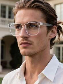 1 Pair Unisex Square Transparent Clear Lens Glasses, Suitable For Daily Reading, Life, Back To School, Office, Vacation, Photography As Fashion Accessory - Trong sáng - Xem 1