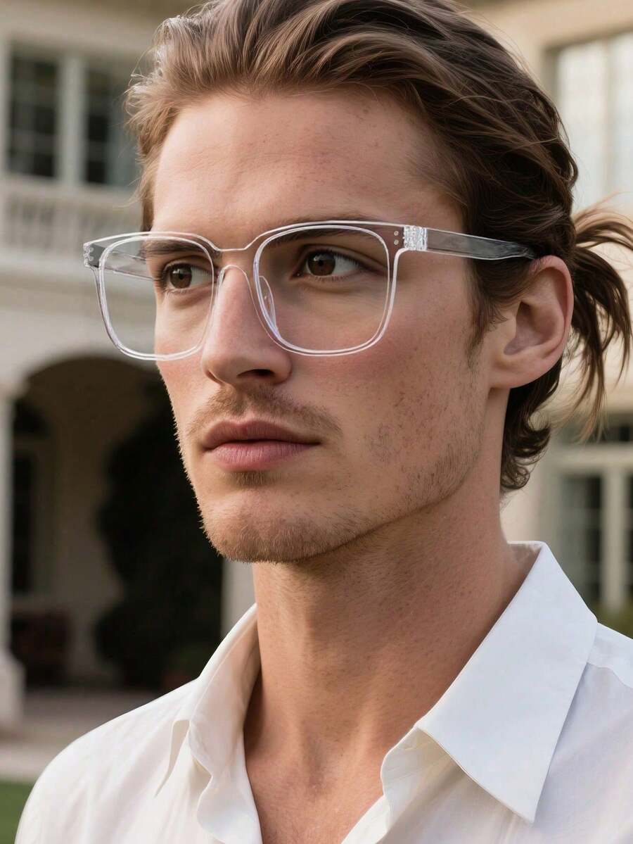 1 Pair Unisex Square Transparent Clear Lens Glasses, Suitable For Daily Reading, Life, Back To School, Office, Vacation, Photography As Fashion Accessory - Trong sáng - Xem 1