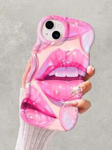 Luminous Textured Wavy Lips Phone Case Compatible With Apple, Honor, Redmi Note, Moto, OPPO Phones